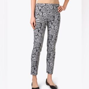 Elliott Lauren Ankle Pants Bohemian Lace Paisley Black & White Stretch Size 4